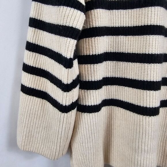 H&M Rib Kint Half Zip Sweater in Cream Striped - Size S - Picture 6 of 10